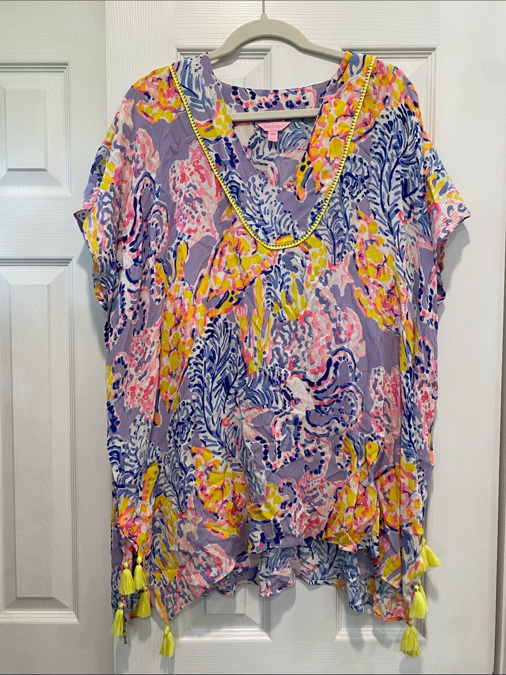 Lilly Pulitzer Lavender Floral Tassel Tunic Top